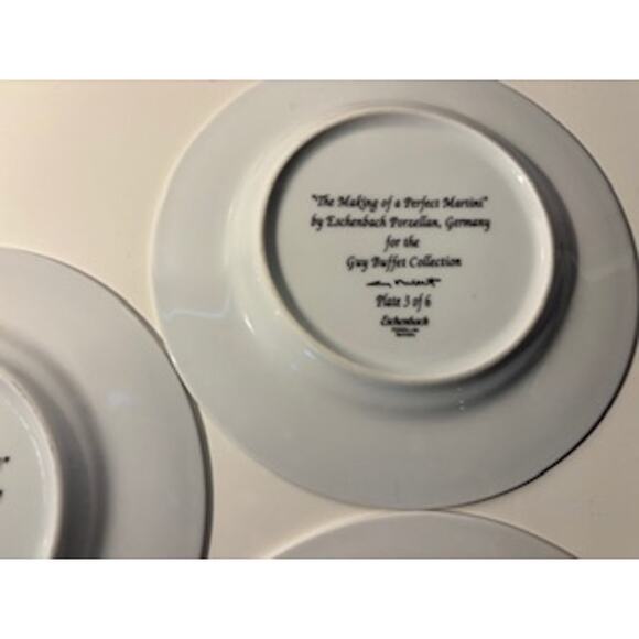 Eschenbach Guy Buffet The Making of a Perfect Martini Plates 8" Set of 5 Germany - Picture 12 of 15
